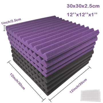 SMOLL ACOUSTIC 100-Unidades 5.08cm x 30.48cm x 2.54cm Paneles de espuma acústica autoadhesivos, material de reducción de ruido y amortiguación de sonido para estudio de grabación y teatro en casa, baldosas de espuma negra