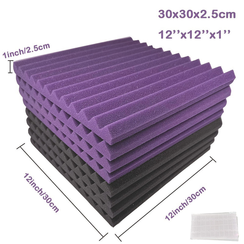 SMOLL ACOUSTIC 100-Unidades 5.08cm x 30.48cm x 2.54cm Paneles de espuma acústica autoadhesivos, material de reducción de ruido y amortiguación de sonido para estudio de grabación y teatro en casa, baldosas de espuma negra