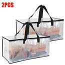 Bolsa de ropa plegable transparente con asas reforzadas y cremallera duradera, perfecta para almacenar ropa, edredones, mantas y ropa de cama
