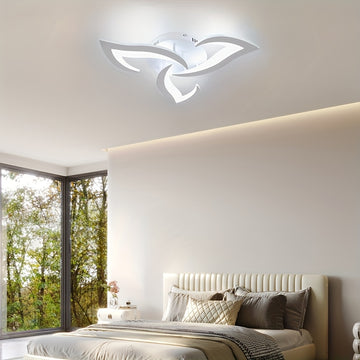 Lámpara de techo LED moderna, 1 unidad, diseño floral en blanco y negro, 3000-6000K, semiempotrada para sala, comedor, pasillo o cocina, conexión directa, 110-240V, sin baterías, fácil instalación, iluminación contemporánea | Superficie metálica, plafón