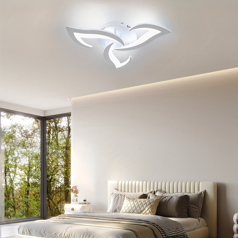Lámpara de techo LED moderna, 1 unidad, diseño floral en blanco y negro, 3000-6000K, semiempotrada para sala, comedor, pasillo o cocina, conexión directa, 110-240V, sin baterías, fácil instalación, iluminación contemporánea | Superficie metálica, plafón