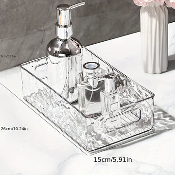 Caja de Almacenamiento de Maquillaje de Acrílico Transparente, Hermosa y de Alta Calidad para Escritorio, Ligera y Lujosa con Patrón de Glaciar, Se Puede Apilar y Guardar en el Escritorio