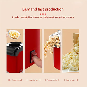 Mini máquina eléctrica de palomitas casera tipo sopladora. Baja ruido, duradera y portátil. Sin necesidad de aceite. Fácil de limpiar, segura y saludable. Ideal para noches de cine en familia y fiestas de cumpleaños. Un regalo perfecto de Halloween para