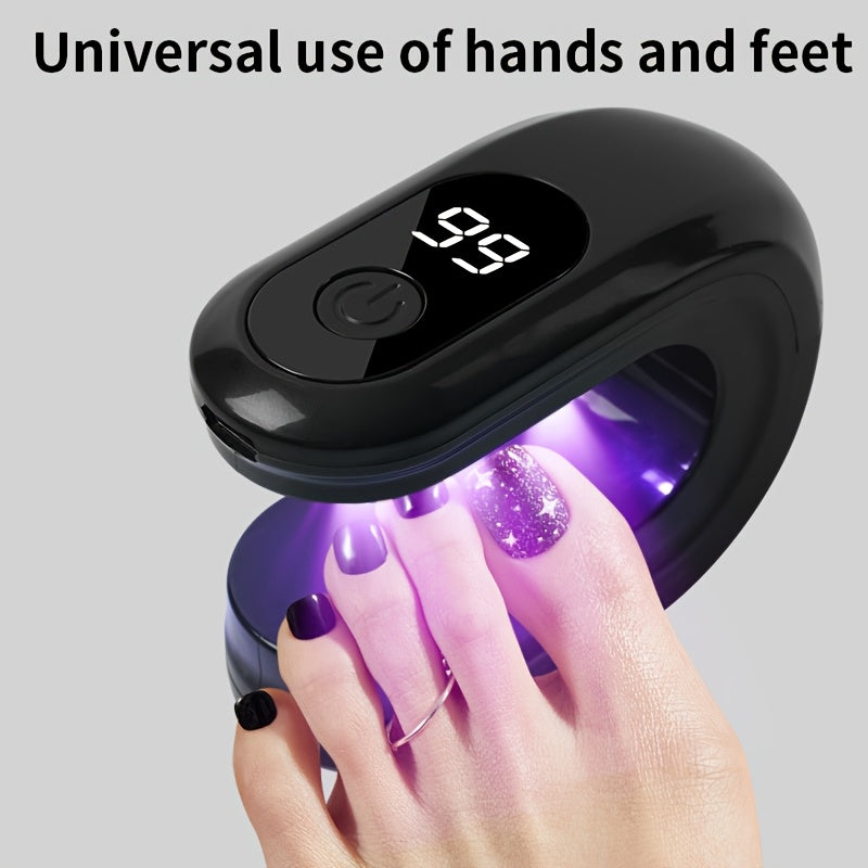 Linterna Portátil Mini para Uñas con Pantalla Digital, Modos de Temporizador 30s/60s, Batería de 500mAh, Secador de Gel USB para Diseños de Manicura y Uñas en Casa o Salón