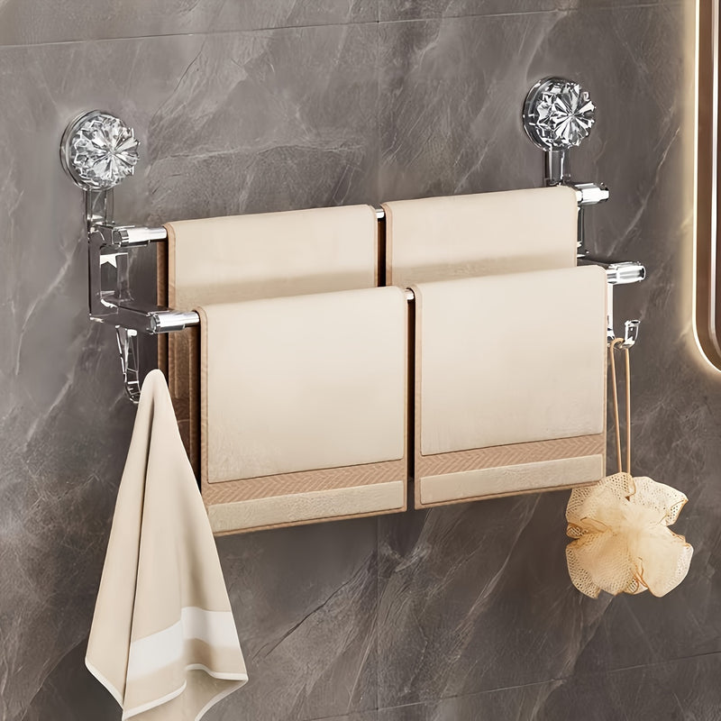 1pc, Toallero de pared doble con ganchos para toallas, toallas de baño, bufandas, pantuflas, decoración de hoteles, decoración de habitaciones, accesorios de baño