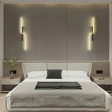 Conjunto de 2 lámparas de pared LED ultradelgadas y elegantes para el ambiente del salón. La moderna lámpara de noche metálica es ideal para la decoración del hogar, dormitorios, hoteles, restaurantes, cafeterías y otros espacios comerciales. Fácil de in
