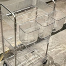 Carrito de almacenamiento acrílico transparente de 3 niveles con ruedas giratorias de 360°, diseño duradero y ahorrador de espacio para organización en el hogar y el baño, incluye 3 contenedores transparentes, solución de almacenamiento para baño, carrit