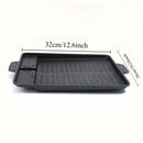 Sartén rectangular antiadherente - Sartén de piedra de metal sin humo con asa para asar al aire libre/interior, placa caliente y sartén, ideal para salchichas, verduras, etc., placa de asador para barbacoa
