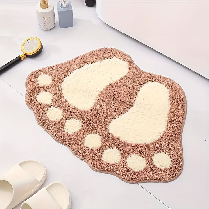 1pc Alfombra de baño suave y esponjosa con diseño de pata, alfombra de cocina absorbente y de secado rápido, alfombra antideslizante y súper suave para la entrada, para baño, dormitorio, cocina, sala de estar, ideal para el baño, decoración del hogar