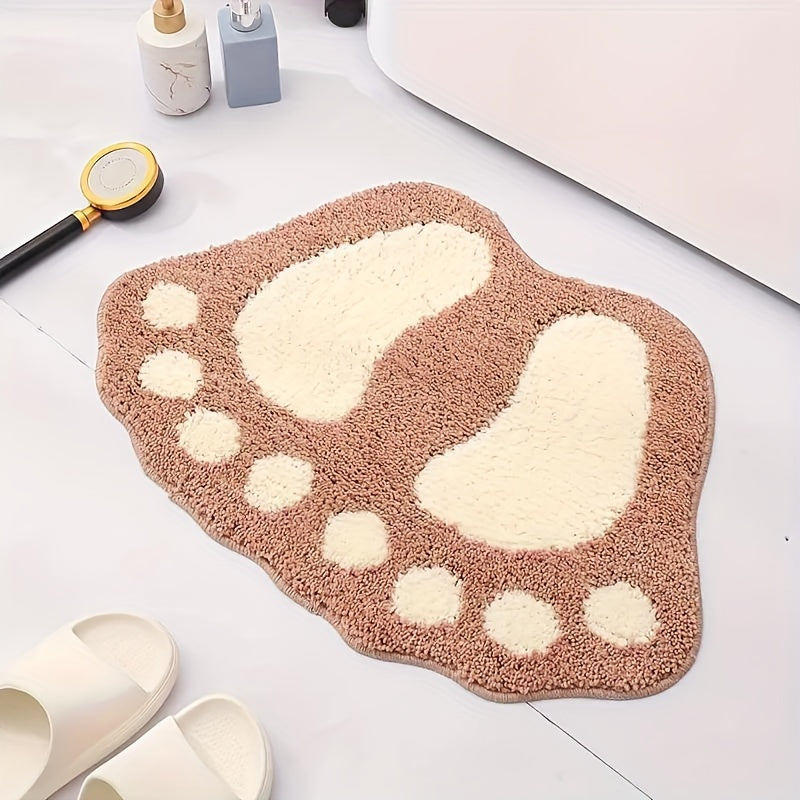 1pc Alfombra de baño suave y esponjosa con diseño de pata, alfombra de cocina absorbente y de secado rápido, alfombra antideslizante y súper suave para la entrada, para baño, dormitorio, cocina, sala de estar, ideal para el baño, decoración del hogar