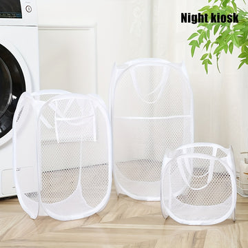 Cesto de lavandería de malla elegante y resistente con asa - Ideal para dormitorios, viajes y baños - Cesta de almacenamiento de ropa sucia de poliéster, cesta de almacenamiento plegable