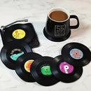 6 posavasos de vinilo, diseño retro clásico, antideslizantes, aislantes térmicos, decoración para mesa, estilo rock americano nostálgico