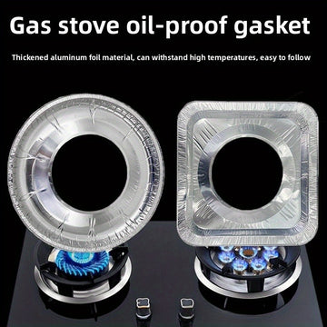 10pcs Gaskest Antimanchas para Estufa de Gas - Anillos Redondos y Cuadrados de Aluminio Resistentes al Calor, Resistencia a Altas Temperaturas hasta 500°C, Protectores Fáciles de Limpiar para Quemadores de Gas e Inducción, Protector de Encimeras de Gas,