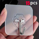 15 ganchos adhesivos fuertes - Impermeables, fáciles de instalar, solución de almacenamiento sin marcas para pared y baño, organizador multifuncional con diseño transparente, ideal para hogar y oficina, ganchos utilitarios