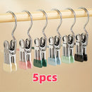 5/10pcs Perchas de Acero Inoxidable con Clips - Suaves con Tela y Cuero Sintético, Ideales para Sombreros, Pantalones, Calcetines - Perfectas para Almacenamiento en Baño y Lavandería