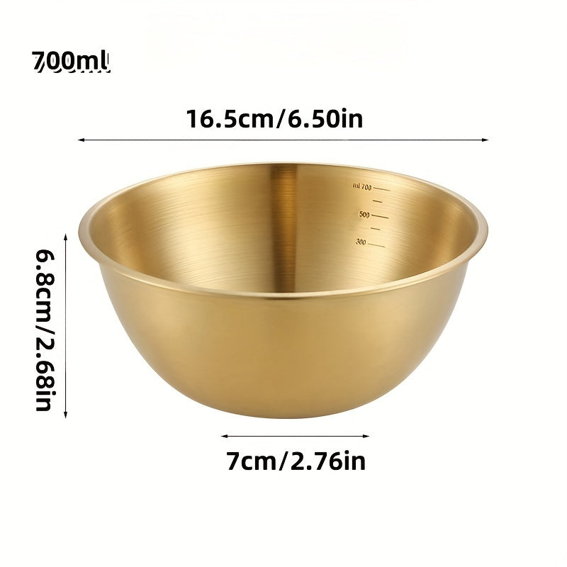 1pc Bol de Ensalada de Acero Inoxidable Duradero con Escala - Apto para Horno, Acabado Metálico Cepillado, Bol Mezclador Redondo para Uso Doméstico y Escolar