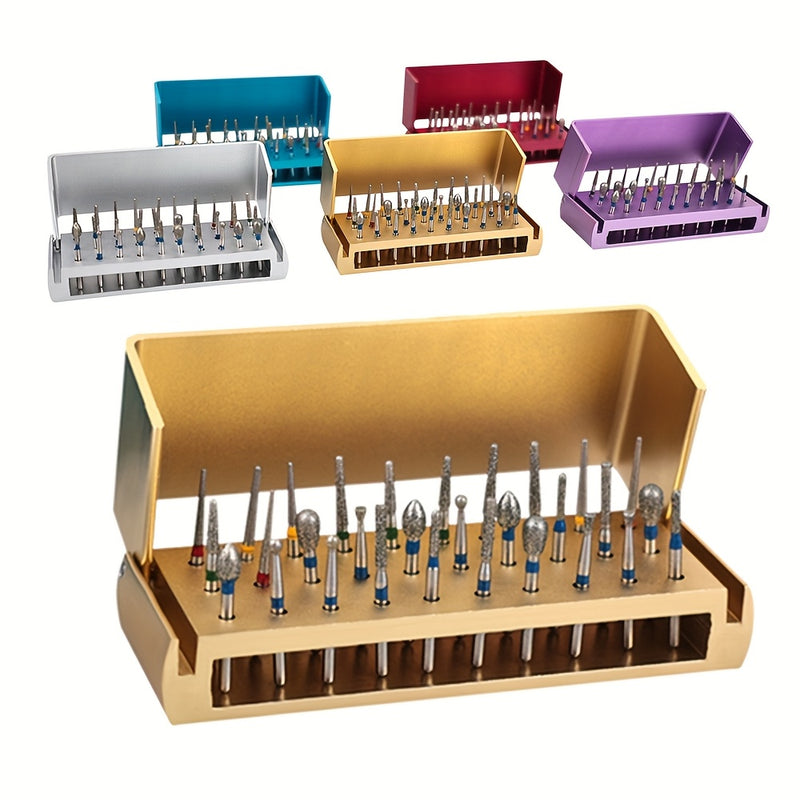 Juego de 30 limas de uñas con cabezales de lijado, caja de almacenamiento de aluminio para varios colores para satisfacer diferentes escenarios de pulido y lijado de uñas.