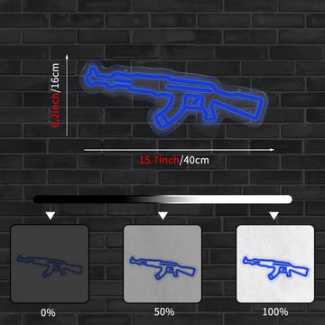 1pc Luminoso de Neón AK47, Decoración de Pared de Juegos Multipropósito con Control de Interruptor, Sin Batería Requerida, Montaje en Pared Incluido, Ideal para Salas de Esports, Bares, Áreas de Juegos al Aire Libre y Decoración de Fiestas