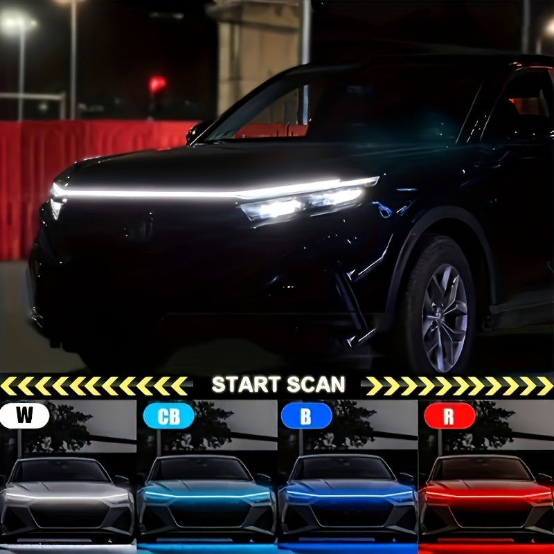 Luces de Decoración LED para Coche, Luz de Escaneo Inicial, Tira para Capó del Motor, Adecuadas para Todos los Modelos, Tiras LED para Modificación de Autos y Camiones