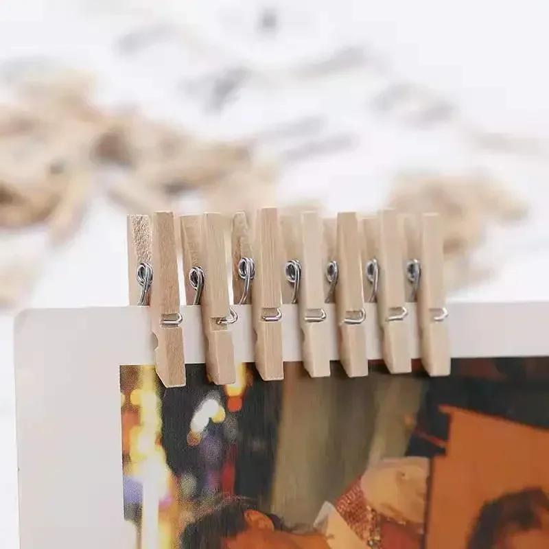 50/100pcs Mini 25mm Clips de Madera Natural para Fotos, Clips para Ropa, Plegadores de Ropa, Clips de Madera para Bodas y Fiestas, Ganchos de Utilidad