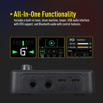 Procesador de efectos múltiples BT de SONICAKE para guitarra - Recargable por USB, simulación de gabinete IR, 6 presets (NR/DRY/FL/HP/IR), diseño compacto rosa con clip de cinturón, ideal para músicas mujeres, pedal de efectos de guitarra, dispositivo mu