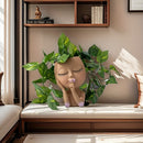 1pieza Resina Artesanías Gran Niña Susurrante Maceta Jardín Rural Hogar Sala de Estar Decoración Interior Exterior Estatua de Artesanía Hecha a Mano Pura Diseño Exquisito Estilo Europeo y Americano Ornamento para el Hogar