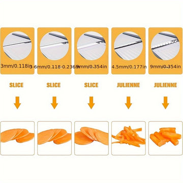 Mandolina profesional de acero inoxidable para cortar verduras - Diseño ergonómico ajustable para cortar con precisión papas, tomates, zanahorias y más - Herramienta de cocina duradera y fácil de limpiar, cortar verduras