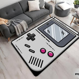 1pc Alfombra de área suave antideslizante con diseño de consola de juegos retro, 480 g Kilogramo cuadrado, 1 cm de grosor, poliéster hecho a máquina, solo lavado a mano, alfombra rectangular para sala de estar, decoración de cocina