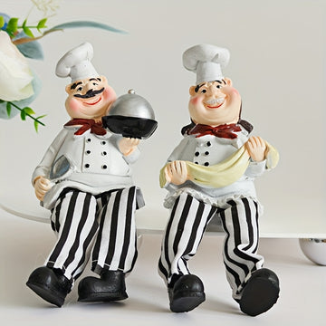 Juego de 2 piezas de decoración con resina para chef en pareja - Decoración moderna para el hogar, restaurante occidental y pastelería, tema creativo para cocina y café, regalos originales