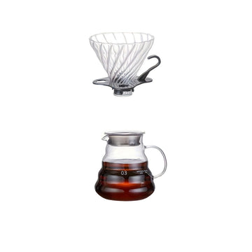 Juego de 2 filtros de café de vidrio artesanales, con jarra resistente al calor y mango cómodo, diseño con patrones para café de calidad de barista, ideal para Navidad, Día del Padre y Día de la Madre
