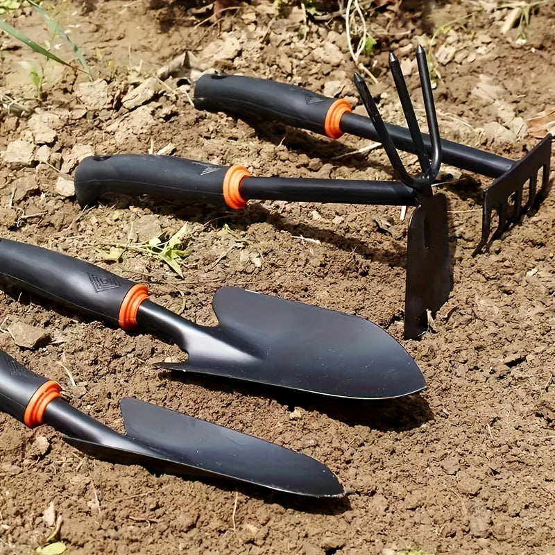 Juego de herramientas de jardinería de 3 piezas - Pala ancha de mano, rastrillo cultivado de mano, herramienta de plantación de doble cara para cavar, trasplantar y desmalezar - Adecuado para jardineros y amantes de plantas - Regalo ideal para jardinería