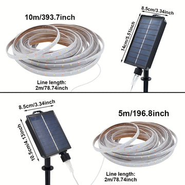 Luces LED solares para exteriores, control remoto, 8 modos de iluminación y 3 funciones de temporizador. Cuerdas luminosas ideales para jardín, camping, pasillos, balcón, escaleras, fiestas, Halloween y decoraciones navideñas