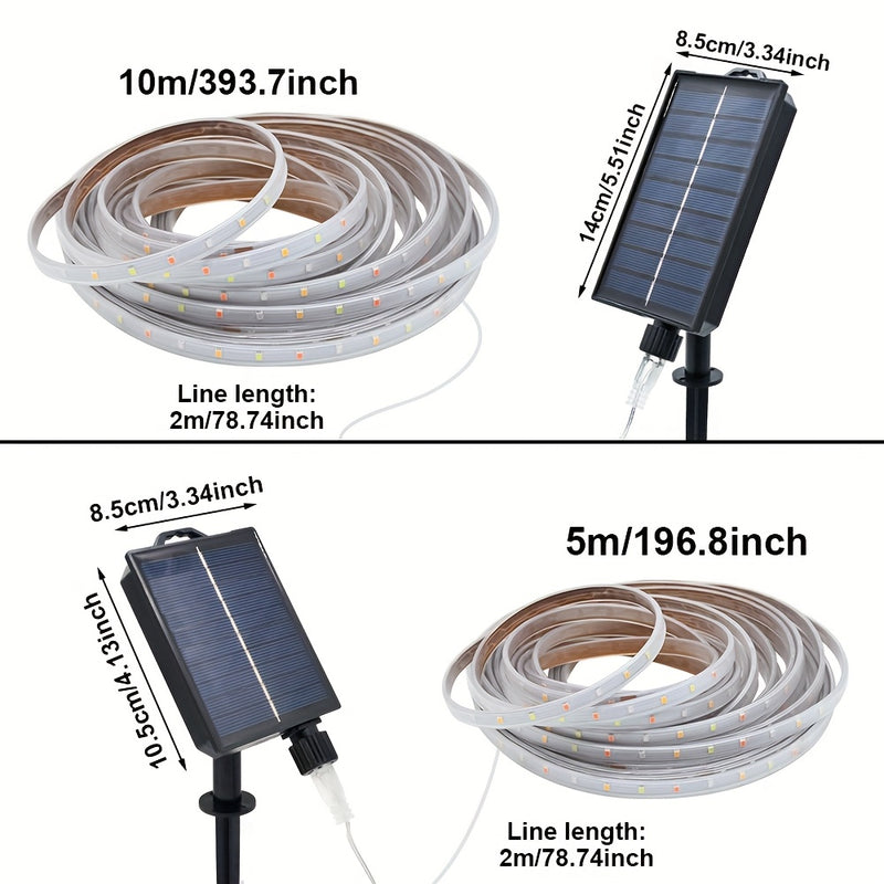 Luces LED solares para exteriores, control remoto, 8 modos de iluminación y 3 funciones de temporizador. Cuerdas luminosas ideales para jardín, camping, pasillos, balcón, escaleras, fiestas, Halloween y decoraciones navideñas