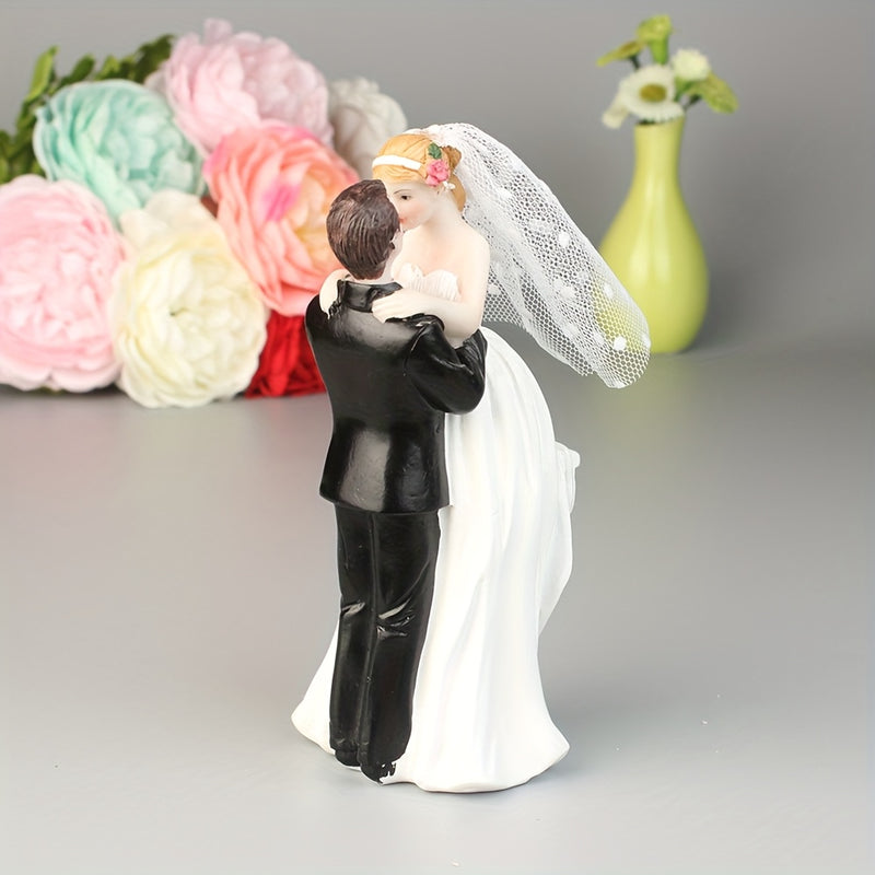 Decoración de pastel de boda elegante - Figura de resina de novia y novio, diseño estereoscópico 3D, perfecto para decoraciones de fiesta de boda, exhibición romántica de mesa, decoración de boda de pareja