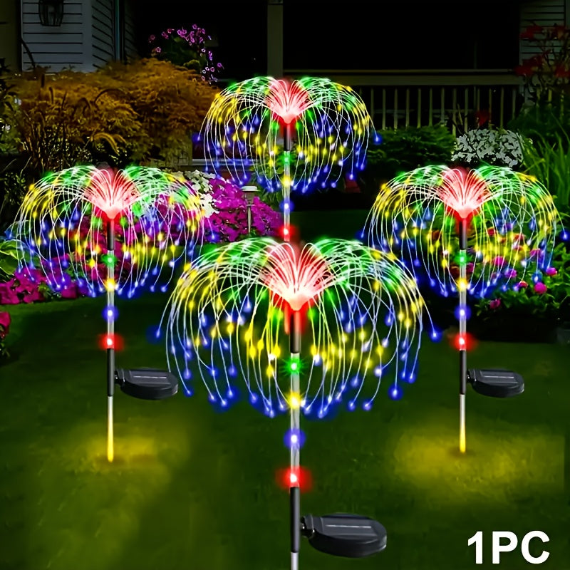 Luces navideñas de jardín solares 4/2/1, luces de fuegos artificiales solares LED 120/240/60, luces exteriores solares de estallido de estrellas brillantes, decoración para patio trasero y porche, regalos, IP44, Luces para césped, ilumina tu jardín