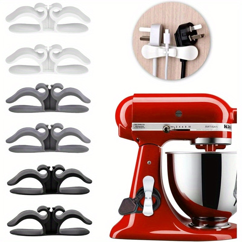 Dispositivos domésticos bien valorados; Kit de gestión de cables de 6 piezas ideal para electrodomésticos de cocina, clip de cable para montaje en pared para uso doméstico, conjunto de cable oculto, compatible con diferentes electrodomésticos como cafete