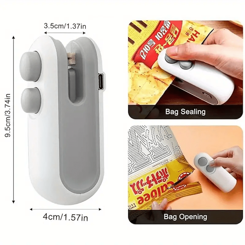 Máquina Selladora de Aperitivos Portátil, Sellador Manual para Bolsas de Plástico, Carga USB, Batería de Litio Recargable de 150mAh, Equipo Pequeño para Servicio de Alimentos en Cocina y Catering. Adecuado para uso en 7 escenarios importantes, escuela, c