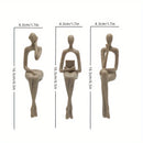3 piezas de pensador de arenisca europea, exhibidor de colgantes, decoración de armario, figura abstracta, decoración avanzada de lujo, hogar, sala de estar, decoración de mesa.