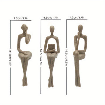 3 piezas de pensador de arenisca europea, exhibidor de colgantes, decoración de armario, figura abstracta, decoración avanzada de lujo, hogar, sala de estar, decoración de mesa.