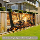 1pc Pancarta Extra Grande Puente del Bosque de Otoño - Decoración Dorada con Hojas, Fondo para Fiesta (398.78x180.34 cm) - Cubierta Lavable y Reutilizable para Garaje en Poliéster, Decoraciones para Cumpleaños/Gracias/Halloween - Banderín Colgante sin Ne