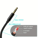Cable Auxiliar de 3.5mm Chapado en Oro Premium - Trenzado de Nylon, Funda Metálica, Cobre 4N, Doble Blindaje para Baja Resistencia - Ideal para Audio de Coche, Altavoces, Reproductores de CD, MP3, para MacBook y Amplificadores