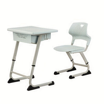Juego de mesa y silla de estudio ergonómica ajustable - Marco de metal duradero, azul y blanco, ideal para el hogar, la escuela o el entrenamiento, escritorio escolar | Altura ajustable | Diseño ergonómico, mesa de estudio