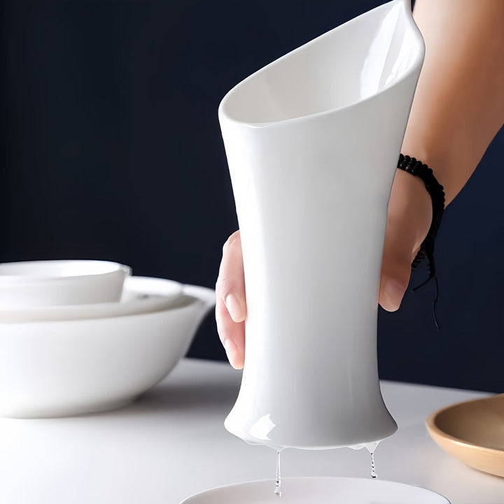 Juego de 1 elegante recipiente de cerámica blanca para utensilios, soporte de cubiertos de lujo para comedor, organizador versátil de cubiertos y palillos para cocina, hogar y uso en restaurantes