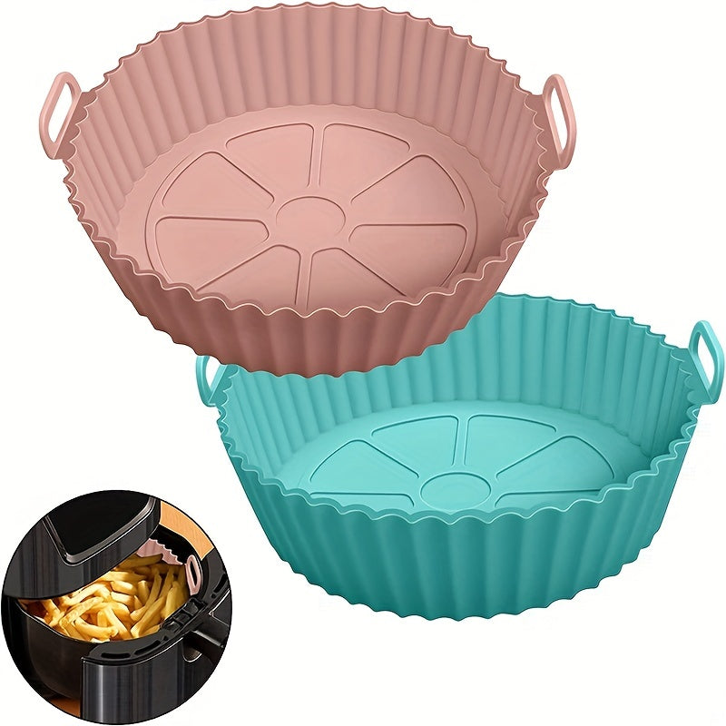 1pc Forros De Silicona Para Freidoras De Aire, Cesta Redonda Antiadherente Segura Para Alimentos Para Freidoras De Aire, Reemplazo Reutilizable Del Papel De Pergamino Inflamable Que Se Ajusta A Los Accesorios De La Freidora De Aire