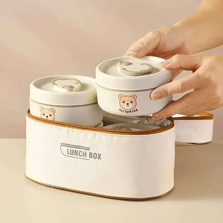 Juego de 5/4/3 Recipientes para Alimentos de Acero Inoxidable con Tapas, Bolsa para Almuerzo, Contenedores Bento Herméticos, Set de Loncheras para Cocina y Viaje, Regreso a Clases