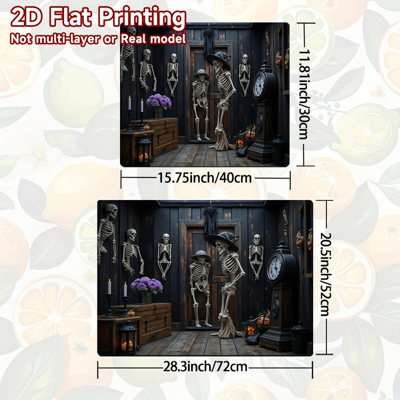 1pc Protector de Estufa para Halloween - Escena Espeluznante con Esqueletos, Alfombrilla Antideslizante para Cocina, Fácil de Limpiar, Compatible con Estufas de Gas y Eléctricas - Decoración Perfecta para Fiestas de Terror y Uso Todo el Año, Accesorio Fe
