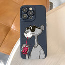 Juego de 5 piezas Funda para Teléfono con Diseño Creativo de Guepardo Gris y Rosa + Cubierta para Cargador + Protector de Cable + Correa de Almacenamiento, Carcasa Protectora Anticaída TPU Compatible con iPhone 6/7/8/X/Xs/XR/XS Max/11/12/13/14/15/Pro Max