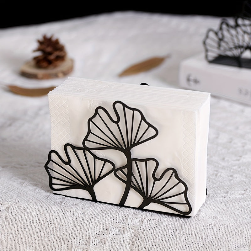 Elegante Porta Servilletas de Hoja de Ginkgo de Metal - Perfecto para Mesas de Comedor y de Café, Decoración de Cocina, Ideal para Restaurantes, Hoteles, Cafeterías