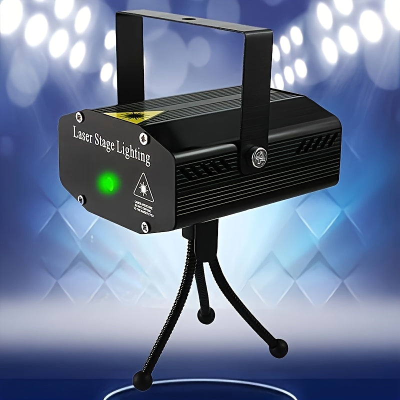 Luz láser de ambiente con activación por sonido y frecuencia de destello ajustable, alimentada por USB, de bajo consumo (<0.4mW), para clubes, fiestas navideñas, pistas de baile y presentaciones en escenario (azul/negro, acabado cepillado), luz láser par