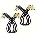 6pcs Cables de Parche de Guitarra de Alta Calidad con Cabeza Plana, 15cm & 30cm - Macho a Macho, Negros con Conectores Dorados, Ideales para Pedales de Efectos de Guitarra Eléctrica - Duraderos y Flexibles para Músicos, Accesorios de Guitarra